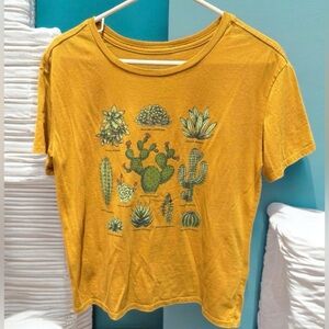 Fifth Sun Mustard Yellow Cactus Graphic Tee LARGE